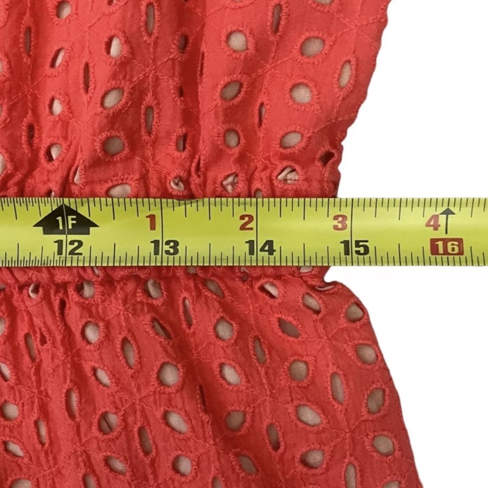Anthropologie Peter Som desigNation Orange Eyelet Dress Small Pockets Sleeveless - Picture 7 of 9